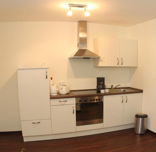 Kuchyň nebo kuchyňský kout v ubytování Frühstückshotel Landgasthof Kramer