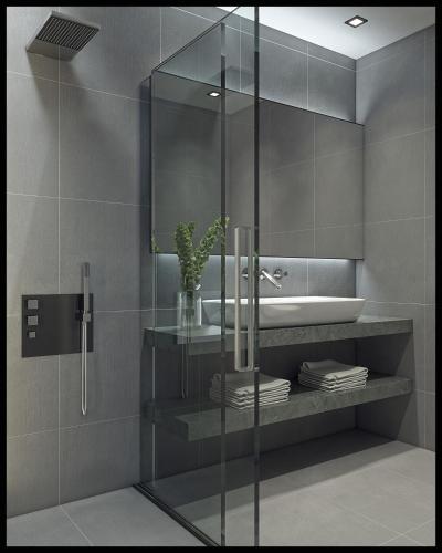 a bathroom with a sink and a glass shower at Zante Sun Resort in Lithakia