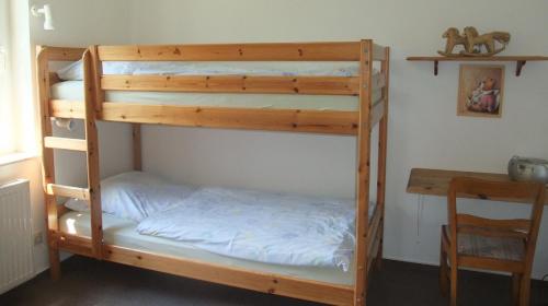 a couple of bunk beds in a room at Dümpelhof Ferienwohnungen in Olsberg