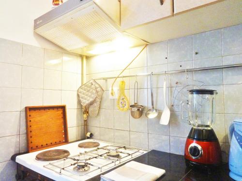 a kitchen with a stove and a blender on a counter at Apartment Maya's in Zagreb