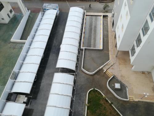 an overhead view of a building with a skate park at Loft Aziz in Tunis