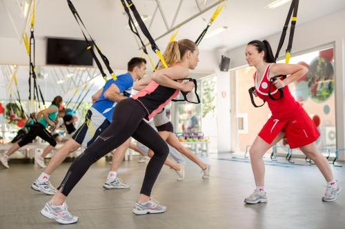 a group of people in a gym performing aarbarb dance at Hotel Garden Istra Plava Laguna in Umag