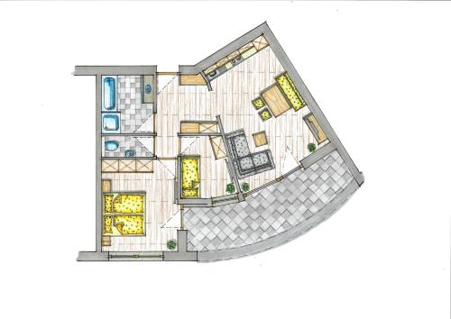 a drawing of a floor plan of a house at Apart am Sonnenhügel in Sautens