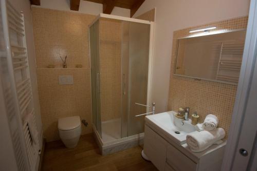a bathroom with a shower and a sink at VillaRosa in Santa Lucia di Piave