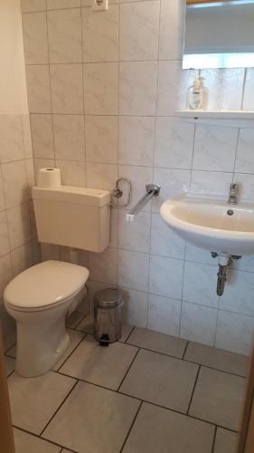 a bathroom with a toilet and a sink at Berghotel Natura Bed & Breakfast in Winterberg