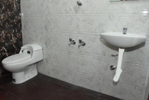 パラニにあるArunaachalaa Innのトイレと洗面台付きのバスルーム