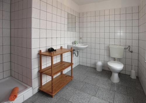 a bathroom with a toilet and a sink at Alte Schule Schnackenburg in Schnackenburg