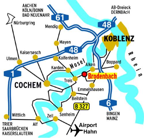 a map of kodaikanal showing the roads at Pension "Haus am Walde" Brodenbach, Mosel in Brodenbach