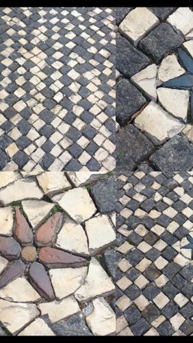 two pictures of a checkered floor at Apartments Alfacinha Ajuda in Lisbon