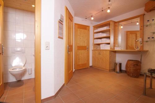 a bathroom with a toilet and a sink at Haus Roswitha in Damuls