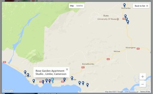 a screenshot of a google map of the calgaryuanauanauanauanauseumuseum at Rose Garden Apartments in Limbe