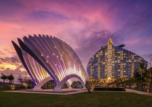 a view of a resort with a large building at The Mangrovetree Sanya Resort in Sanya