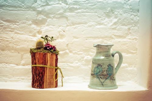 un vase et un cactus sur une étagère dans l'établissement Mimì Suite, à Florence
