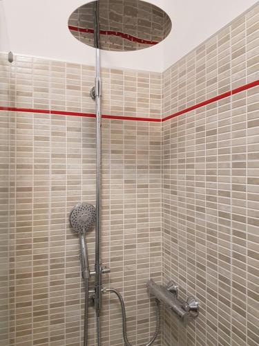 a shower with a shower head in a bathroom at Atlantic in Bardolino