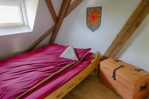 Postel nebo postele na pokoji v ubytování Zum Alten Marstall - Eventscheune für Gruppen tagen - feiern - übernachten