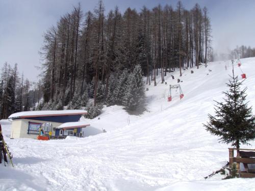 a ski lodge on a snow covered slope with trees at Ebner Casa in Heiligenblut