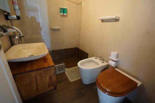 een kleine badkamer met toilet en wastafel bij Ático Palermo in Buenos Aires