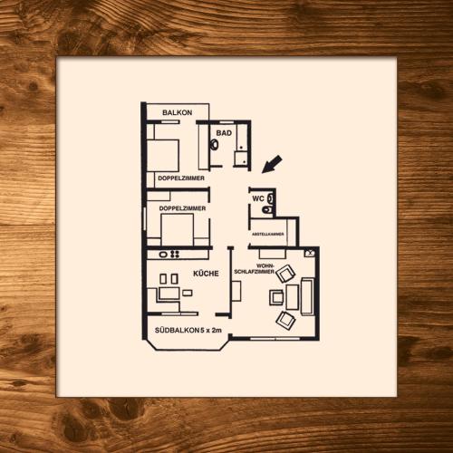 a floor plan of a house at Ferienwohnungen Meusburger in Tannheim