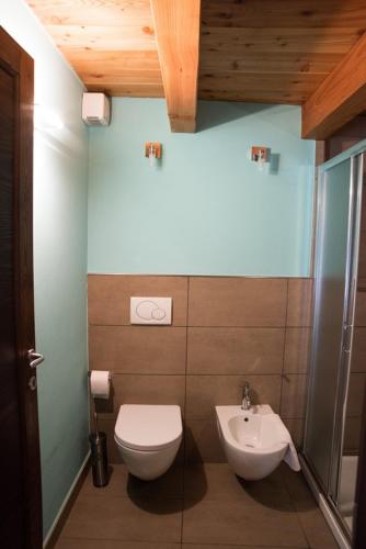 a bathroom with a toilet and a sink at B&B La Maison D' Amelie Camere e Appartamenti in Fenis