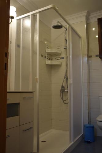 a shower with a glass door in a bathroom at Apartamento Nek in San Sebastián de la Gomera
