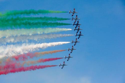 a group of airplanes flying in formation in the sky at Hotel Riziana in Cervia