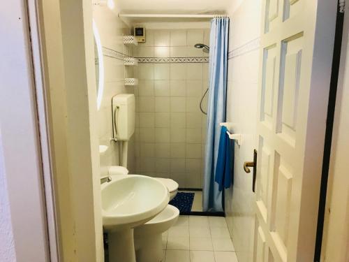 un bagno con un water e un lavandino di Appartamenti La Balestra a Ischia
