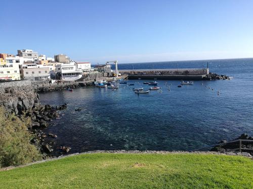 a view of a harbor with boats in the water at Apartment South Tenerife in San Isidro