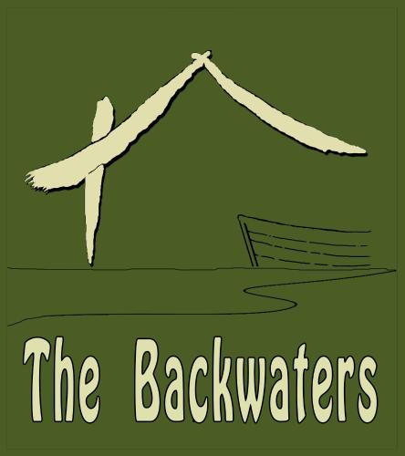 a drawing of a boat and the backwaters at The Backwaters Lodge in Wilpattu