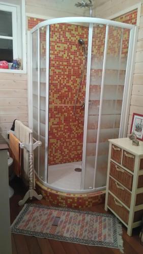 a bathroom with a shower in a room at Chambre privée chez un particulier in Saint-Sébastien-sur-Loire