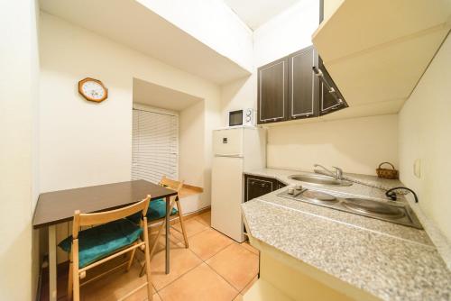 Кухня или мини-кухня в Apartment at Malaya Zhytomyrska 5
