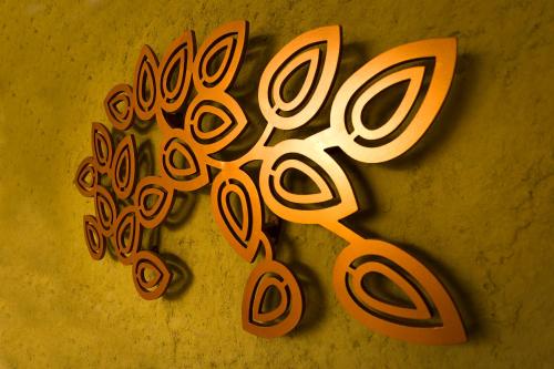 a pair of scissors laying on a table at Bodhi Boutique Hotel in Kathmandu