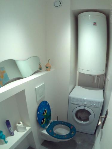 Trévou-TréguignecにあるLe bijou des sept îlesのおもちゃのバスルーム(トイレ、洗濯機付)