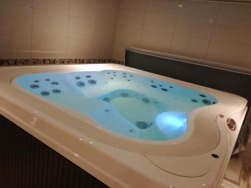 a jacuzzi tub in a bathroom at Le Grand Hotel in Maubeuge