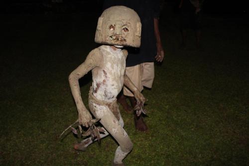 a person dressed up in a robot costume at Rapopo Plantation Resort in Kokopo