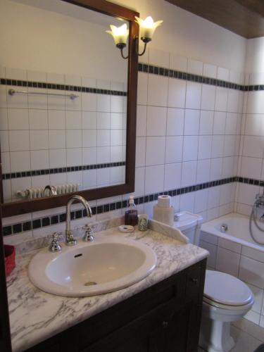 サン・シーロにあるcasa ruscelloのバスルーム(洗面台、トイレ、鏡付)