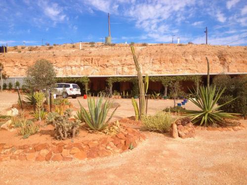 a building with a bunch of plants in front of it at Underground Gem in Coober Pedy