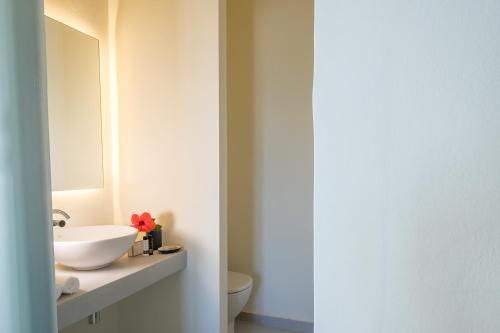 a bathroom with a sink and a mirror at Oltremare Inn in Spetses