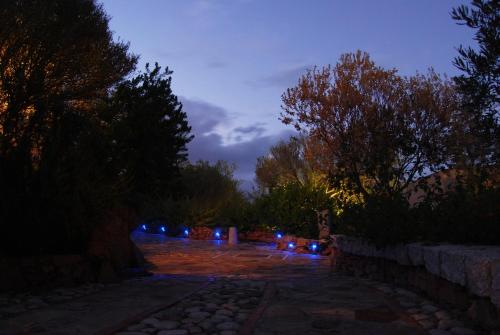 a night time picture of a pond with lights at Residence L'Ea di Lavru - Appartamenti Mono-Bilo-Trilocali in Porto San Paolo