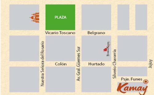 a map of the city of kampala with the names of cities at Kamay Apart Cafayate in Cafayate