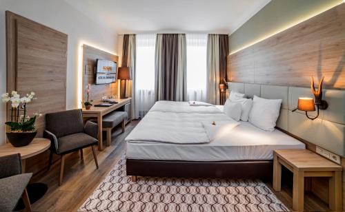 Cama o camas de una habitación en Drei Loewen
