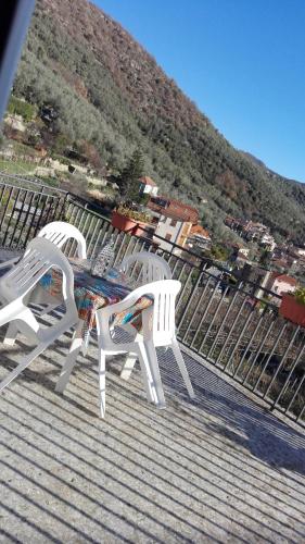 two white chairs sitting on top of a roof at DiVino in Villa Viani