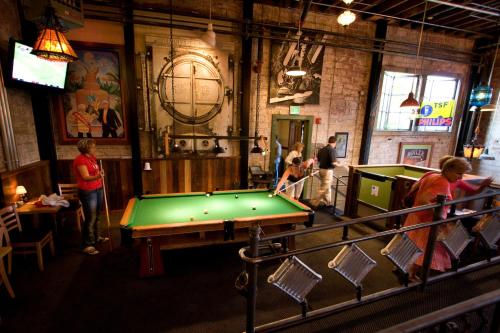 a group of people playing pool in a pub at McMenamins Kennedy School in Portland