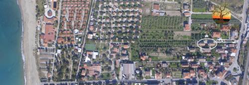 an overhead view of a city with houses and buildings at La Chianarella in Ascea