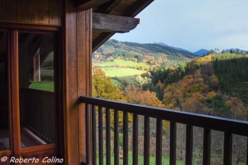 a view from the balcony of a cabin at Artesoro Baserria in San Pedro de Galdames