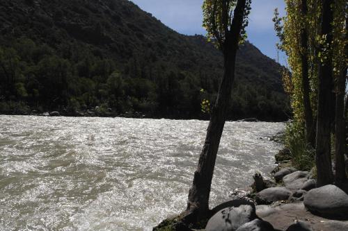 a view of a river with a tree in the foreground at Tres Continentes in San José de Maipo