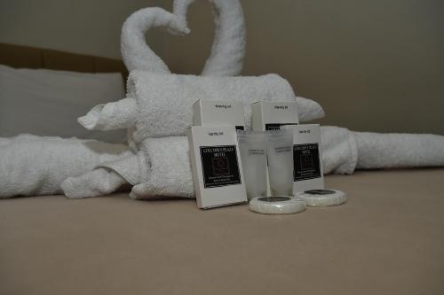 a group of products sitting next to a stuffed animal at Columbus Plaza Hotel in General Santos