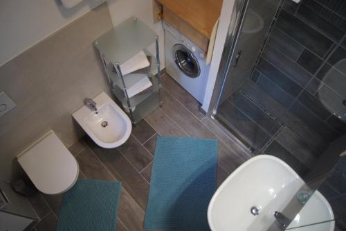 DaianoにあるCasa dei Lariciのバスルーム(トイレ、洗面台付)のオーバーヘッドビュー
