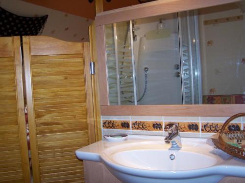 a bathroom with a sink and a shower at Une Chambre D'Hote Yvetot in Yvetot