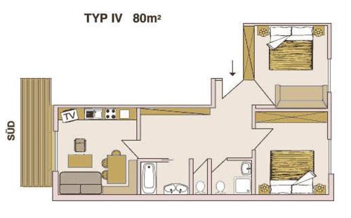 a floor plan of a small house with at Appartementhaus Holiday in Lech am Arlberg