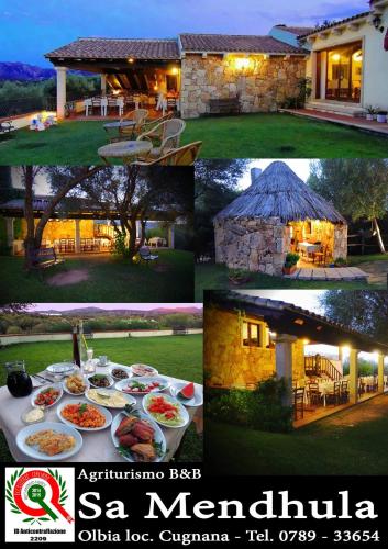a collage of pictures of a house with a table of food at Agriturismo Sa Mendhula in Cugnana